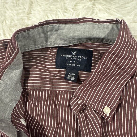 American Eagle Outfitters mens striped button down shirt LT collared preppy - Picture 6 of 11